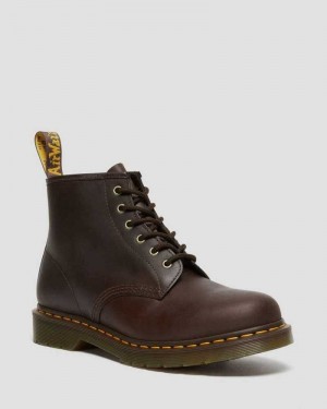 Dr Martens 101 Crazy Horse Lær Ankle Boots Støvletter Dame Mørke Brune | NPTZM4086