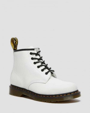 Dr Martens 101 Yellow Stitch Smooth Lær Ankle Boots Støvler Herre Hvite | EMLUJ4651