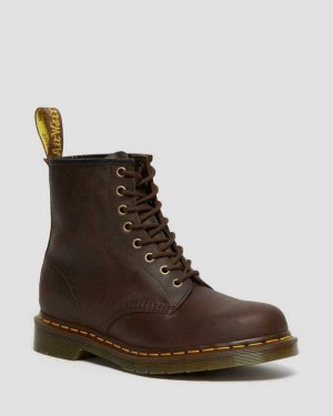 Dr Martens 1460 Crazy Horse Lær Blonder Up Boots Støvler Dame Brune | VTPUW6341