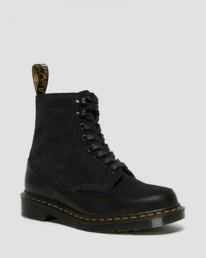 Dr Martens 1460 Guard Lær Blonder Up Boots Made In England Herre Svarte | AOUNH5021