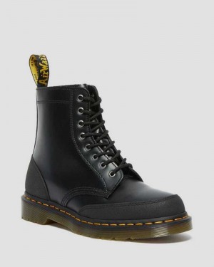 Dr Martens 1460 Guard Panel Lær Blonder Up Boots Støvletter Herre Svarte | GSYDJ8015