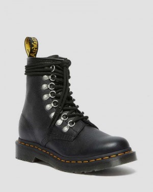 Dr Martens 1460 Laced Virginia Lær Blonder Up Boots Støvler Dame Svarte | GCOWH5413