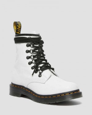 Dr Martens 1460 Laced Virginia Lær Blonder Up Boots Støvler Dame Hvite | CEIFL6423