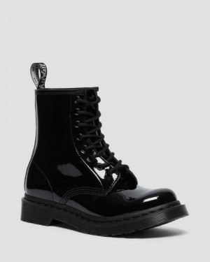 Dr Martens 1460 Mono Patent Lær Blonder Up Boots Støvletter Dame Svarte | DXPQR4790