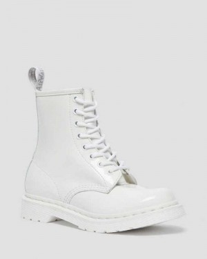 Dr Martens 1460 Mono Patent Lær Blonder Up Boots Originals Sko Dame Hvite | ICMPR7293