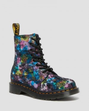 Dr Martens 1460 Pascal Confetti Semsket Skinn Blonder Up Boots Støvler Dame Svarte | FHNTJ9837