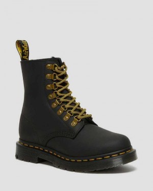 Dr Martens 1460 Pascal DM's Wintergrip Lær Blonder Up Boots Støvler Dame Svarte | AWSLV6420