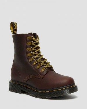 Dr Martens 1460 Pascal DM's Wintergrip Lær Blonder Up Boots Støvler Dame Brune | ZDNOK0837