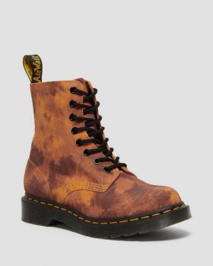 Dr Martens 1460 Pascal Tie Dye Lær Blonder Up Boots Støvler Dame Oransje | MQINZ9105