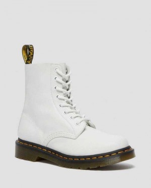 Dr Martens 1460 Pascal Virginia Lær Boots Støvler Dame Hvite | EPAZV1408