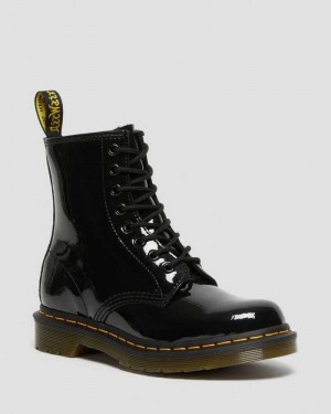 Dr Martens 1460 Patent Lær Blonder Up Boots Støvletter Dame Svarte | LPQYK2458