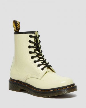 Dr Martens 1460 Patent Lær Blonder Up Boots Støvler Dame Pisket Krem | JHXTN5179