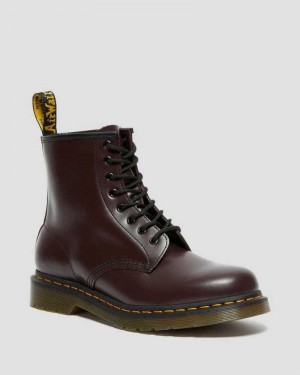 Dr Martens 1460 Smooth Lær Blonder Up Boots Støvler Herre Burgunder | HBUAT1963