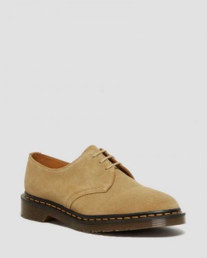 Dr Martens 1461 Buck Semsket Skinn Oxford Shoes Made In England Dame Beige | UBXEF5346