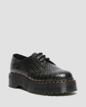 Dr Martens 1461 Croc Emboss Lær Platform Shoes Oxford Sko Herre Grå | ASELJ9013