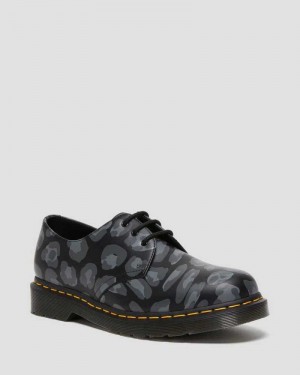 Dr Martens 1461 Distorted Leopard Print Oxford Shoes Oxford Sko Herre Svarte Leopard | PGYDZ5201