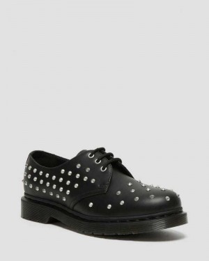 Dr Martens 1461 Stud Wanama Lær Oxford Shoes Oxford Sko Dame Svarte | PHDVZ3902