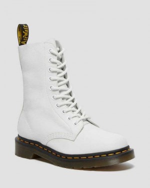 Dr Martens 1490 Virginia Lær Mid Calf Boots Støvler Dame Hvite | BJEYL7498