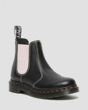 Dr Martens 2976 Contrast Lær Chelsea Boots Støvler Dame Svarte | WXSRB4632