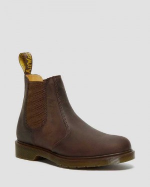 Dr Martens 2976 Crazy Horse Lær Chelsea Boots Støvler Dame Brune | XRFKD4973