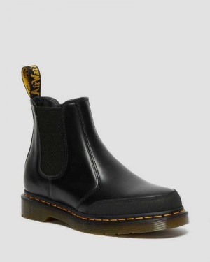 Dr Martens 2976 Guard Panel Lær Chelsea Boots Originals Sko Dame Svarte | ZIOEW8947