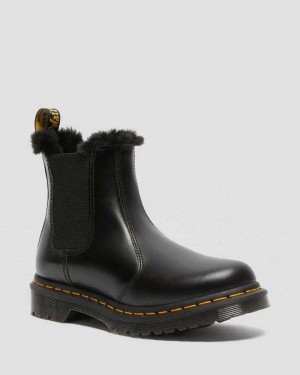 Dr Martens 2976 Leonore Faux Fur Forede Chelsea Boots Chelsea Støvler Dame Mørke Grå | ISNHP5481