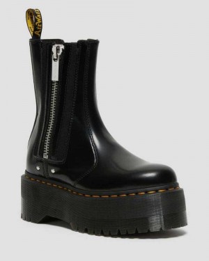 Dr Martens 2976 Max Lær Platform Chelsea Boots Platform Støvler Dame Svarte | ASZFH0763