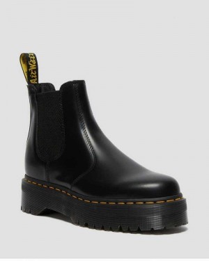 Dr Martens 2976 Smooth Lær Platform Chelsea Boots Støvletter Herre Svarte | PENKO8129