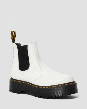 Dr Martens 2976 Smooth Lær Platform Chelsea Boots Støvletter Dame Hvite | MXDUC6754