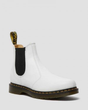 Dr Martens 2976 Yellow Stitch Smooth Lær Chelsea Boots Støvler Herre Hvite | TIWBP2913