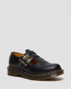 Dr Martens 8065 Smooth Lær Mary Jane Shoes Originals Sko Dame Svarte | SVAWX6105