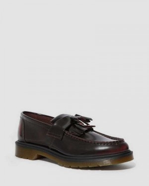 Dr Martens Adrian Arcadia Lær Tassle Loafers Originals Sko Dame Rosa Rød | HQYVF4536