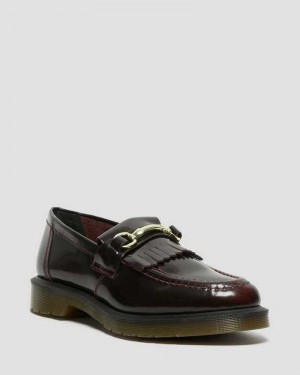 Dr Martens Adrian Snaffle Smooth Lær Kiltie Loafers Loafers Dame Rosa Rød | GCPKQ2091