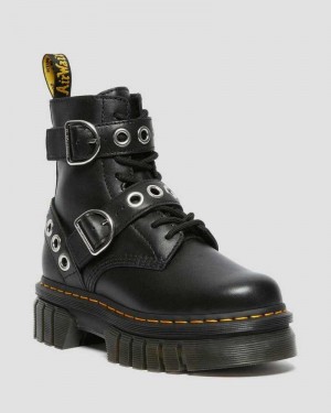 Dr Martens Audrick Hardware Lær Platform Boots Platform Støvler Dame Svarte | SIBTO8964