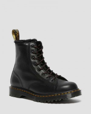 Dr Martens Barton Shearling Forede Lær Boots Made In England Dame Svarte | UVQTR9341