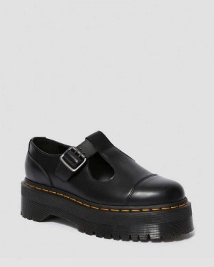 Dr Martens Bethan Polished Smooth Lær Platform Shoes Platform Sko Dame Svarte | CFXIO7369