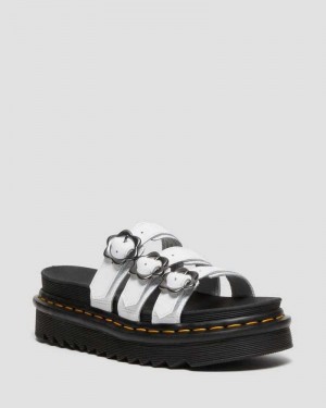 Dr Martens Blaire Flower Spenne Lær Badesandaler Sandals Platåsandaler Dame Hvite | NHZWI0968