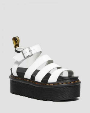 Dr Martens Blaire Hydro Lær Platform Reima Sandals Gladiatorsandaler Dame Hvite | EHQLK5970