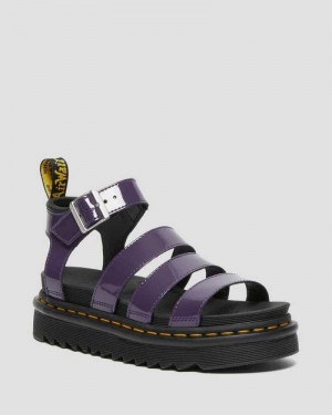 Dr Martens Blaire Patent Lær Reima Sandals Gladiatorsandaler Dame Blackcurrant Patent Lamper | CMIXT3759