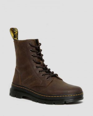 Dr Martens Combs Crazy Horse Lær Vanlige Boots Støvletter Herre Brune | YZQUS5749