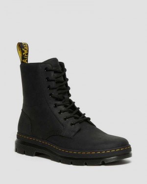 Dr Martens Combs Lær Vanlige Boots Støvletter Dame Svarte | AOTVE1462