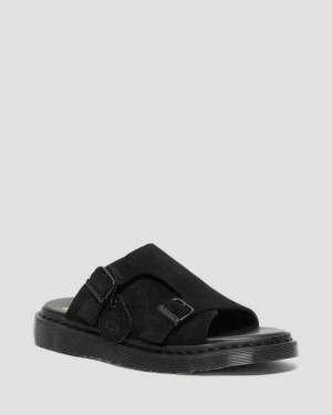 Dr Martens Dayne Semsket Skinn Badesandaler Sandals Sandaler Med Reim Herre Svarte | NEADR7103