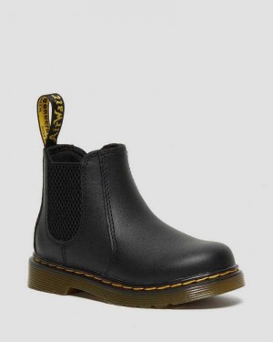 Dr Martens Infant/Toddler 2976 Softy T Lær Chelsea Boots Støvler Barn Svarte | WJTEY2314