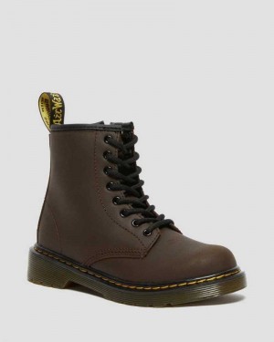 Dr Martens Junior 1460 Faux Fur Forede Blonder Up Boots Støvler Barn Mørke Brune | FYSJP8510