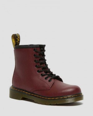 Dr Martens Junior 1460 Softy T Lær Blonder Up Boots Støvler Barn Rosa Rød | ZFEKQ1240