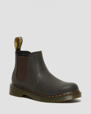 Dr Martens Junior 2976 Wildhorse Lær Chelsea Boots Støvler Barn Mørke Brune | CKGLI1035