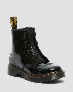 Dr Martens Junior Sinclair Bex Patent Lær Boots Støvler Barn Svarte | BQRZU2617