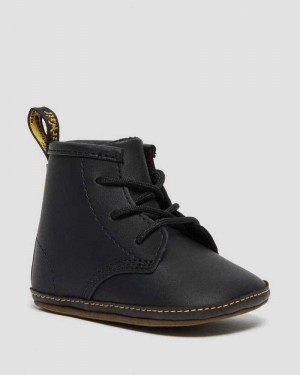 Dr Martens Newborn 1460 Auburn Lær Booties Støvler Barn Svarte | QRYWH2931