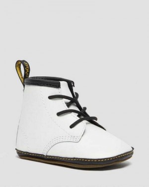 Dr Martens Newborn 1460 Auburn Lær Booties Støvler Barn Hvite | QLDIZ2043