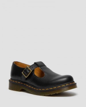 Dr Martens Polley Smooth Lær Mary Janes Originals Sko Dame Svarte | WCNJH4582